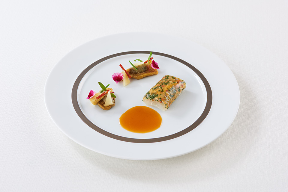 オコゼのブレゼ 小茄子のボヘミアン添え